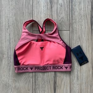 NWT Under Armour Project Rock Brahma Bull Pink and Purple Sports Bra